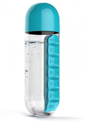 INFInxt Water Bottle with Built-in Daily Pill & Vitamins Box Organizer Pack of 1 750 ml Bottle(Pack of 1, Multicolor, Plastic)