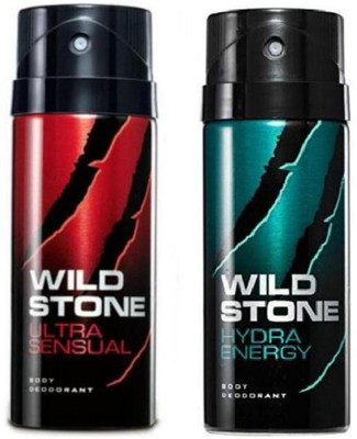 Wild Stone Ultra Sensual And Hydra Energy Combo Pack 2 Deodorant Spray - For Men(300 ml, Pack of 2)