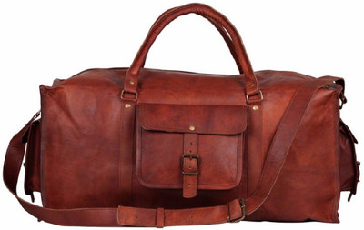 Pranjals House (Expandable) genuine leather bag Travel Duffel Bag(Brown)