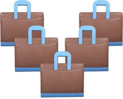 COI Faux Leather Cheery Brown & Blue File Folder / Document Folder(Set Of 5, Brown & Blue)