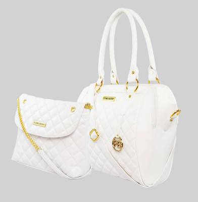 Flying Berry Hand-held Bag(White, Gold), Gold;white