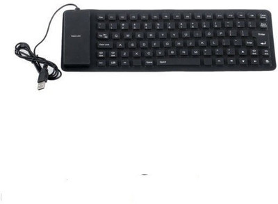 ReTrack Lightweight Ultra-Slim Portable Flexible Foldable Silent Silicon Wired USB Tablet Keyboard(Black)