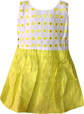 

All About Pink Girls Midi/Knee Length Casual Dress(Yellow, Sleeveless