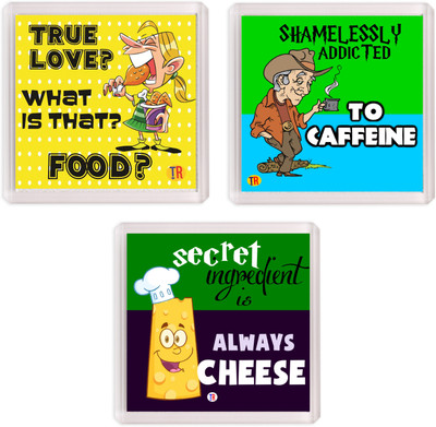 

Thoughtroad FOOD CAFFEINE SECRET 01 Fridge Magnet Pack of 3