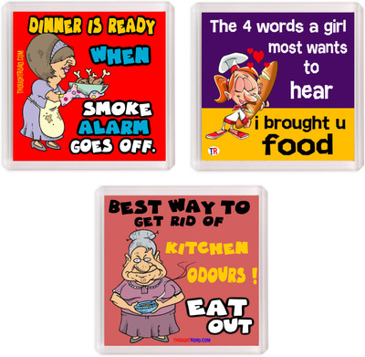 

Thoughtroad FOOD ALARAM EAT OUT 1 Fridge Magnet Pack of 3
