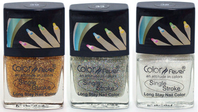 

Color Fever Ultra Sparkle Nail Color - Gold / Silver / White, mult(Pack of 3)