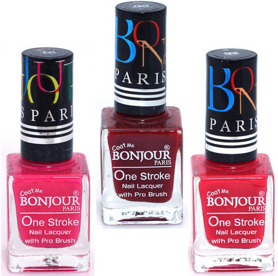 

Coat Me Bonjour Paris True Color Nail Polish - Red / Pink / Brown, multi(Pack of 3)