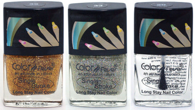 

Color Fever Ultra Sparkle Nail Color - Gold / Silver / Top Coat Multi(Pack of 3)