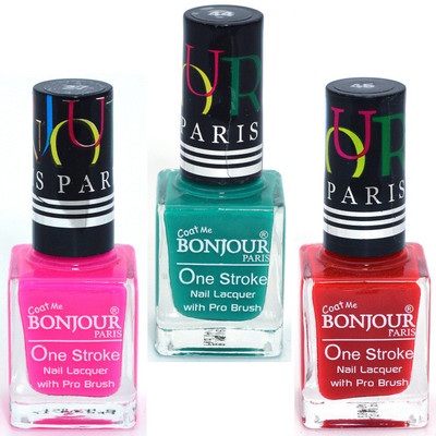 

Coat Me Bonjour Paris True Color Nail Polish - Pink / Green / Red, multi(Pack of 3)