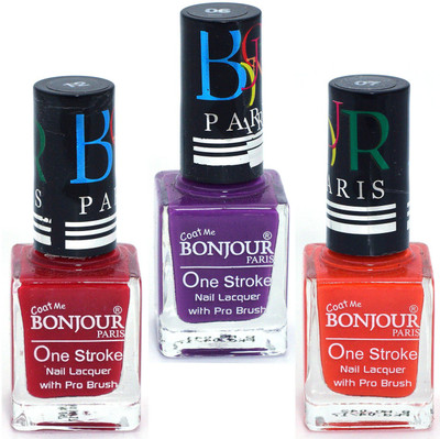 

Coat Me Bonjour Paris True Color Nail Polish - Red / Purple / orange multicolor(Pack of 3)