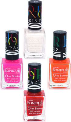 

Coat Me Bonjour Paris True Color Nail Polish - Red / Pink / Orange / White multicolor(Pack of 4)