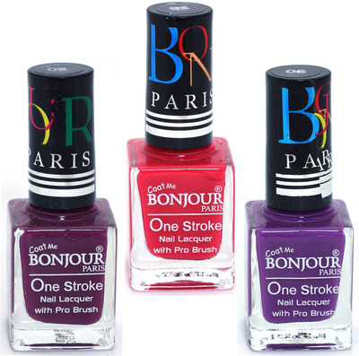 

Coat Me Bonjour Paris True Color Nail Polish - Purple / Red, multi(Pack of 3)