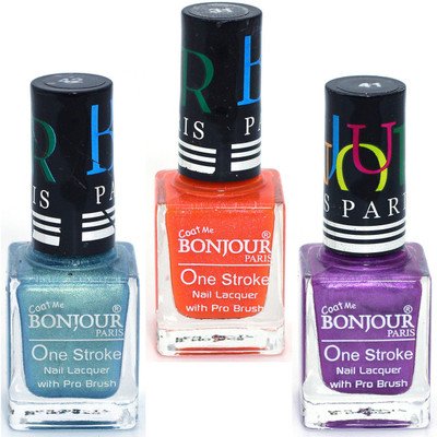 

Coat Me Bonjour Paris True Color Nail Polish - Blue / Orange / Purple Multicolor(Pack of 3)