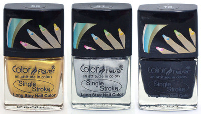 

Color Fever Ultra Sparkle Nail Color - Gold/Silver/Black multi(Pack of 3)