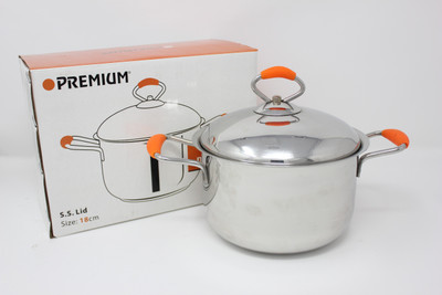 

Premium Silicon Dutch Oven 18cm with Steel Lid - Stainless Steel Pot 2 L(Stainless Steel), Silver