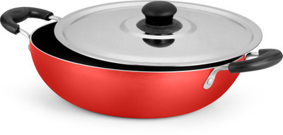 

Ideale Non Stick Kadhai 24 cm with Lid(Aluminium, Stainless Steel, Non-stick), Red