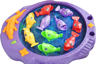 

Trinkets & More - Catch & Count Fishing Game (10 Big Fishes and 2 Reeling Rods) | Autorotation with Music | Educational Toys Kids 3 + Years