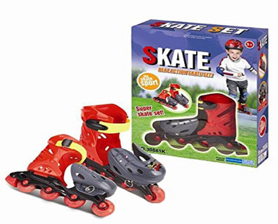

Taaza Garam kids high quality skate set Roller Skates 4 wheel for kids Gift Toy Adjustable For Kids Skating In-line Skates - Size 7 UK(Multicolor), Red;black