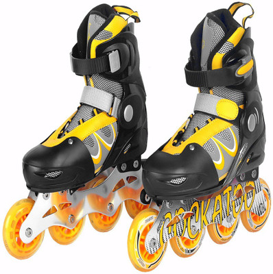

COCKATOO Adjustable trendy size medium and wheels size 72mm In-line Skates - Size 3.5-5.5 UK(Multicolor), Yellow;black