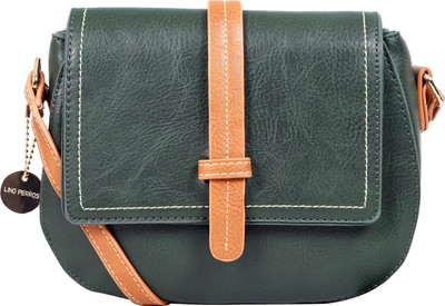 

Lino Perros Women Casual Green Leatherette Sling Bag