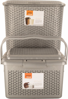 

Jaypee Plus Drop All-Laundary Basket & Carry All XL, Silver (pack of 2) Storage Basket(Pack of 2)