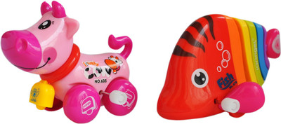 

Trinkets & More - Wind Up Toys Cute Fish and Cow (Set of 2) | Animal Themed Robust and Sturdy | Fun Toys Babies Toddlers Kids 12+ Months (Random Colours)(Multicolor)