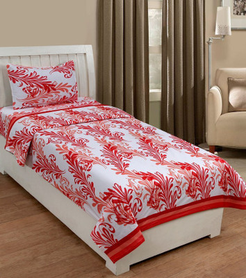 

Shreejee 150 TC Cotton Single Printed Bedsheet(Pack of 1, Red)