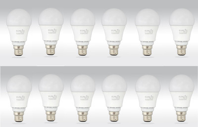 

SUNLUX 8 W Round B22 LED Bulb(White, Pack of 12)