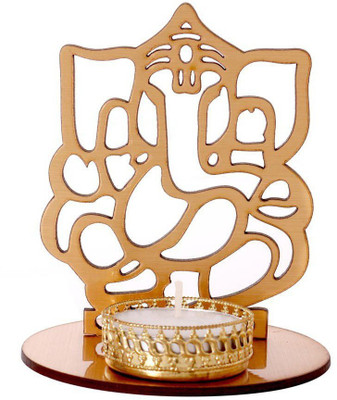 Satyam Kraft Ganesh Ji Shadow Wooden Diya Tealight Holder Bamboo Table Diya(Height: 4 inch) available at flipkart for Rs.187