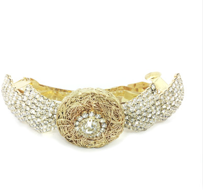 AccessHer Designer studded back Barrette Hair Clip(Gold)