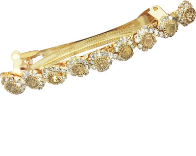 

AccessHer Designer studded back Barrette Hair Clip(Gold)