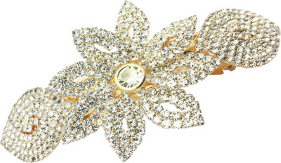 

AccessHer Designer studded back Barrette Hair Clip(Gold)