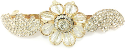

AccessHer Designer studded back Barrette Hair Clip(Gold)