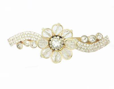 

AccessHer Designer studded back Barrette Hair Clip(Gold)