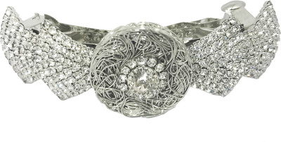 AccessHer Designer studded back Barrette Hair Clip(Silver)