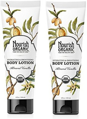

Nourish Organic Hydrating And Smoothing Almond Vanilla Body Lotion With Aloe Vera, Shea Butter And Acai, pack Of 2(236 ml)