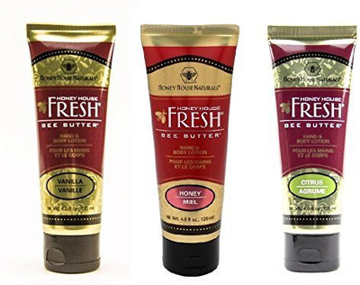 

Honey House Naturals Bee Butter Lotion, 3 Variety Gift Pack - Honey, Citrus & Vanilla each(120 ml)