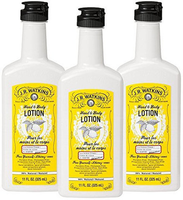 

J R Watkins Natural Hand and Body Lotion, Lemon Cream, 11ounce 3 Count(325 ml)