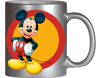 

Maison N Mode Mickey On Circle Silver Coffee Ceramic Mug(330 ml)