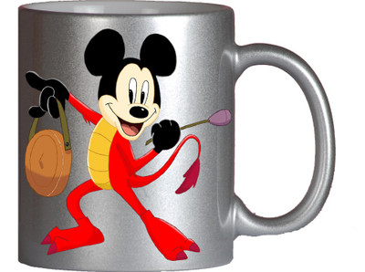 

Maison N Mode Mickey With Clock Silver Coffee Ceramic Mug(330 ml)