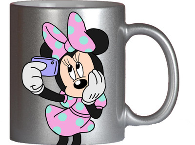 

Maison N Mode Mickey Selfie Silver Coffee Ceramic Mug(330 ml)
