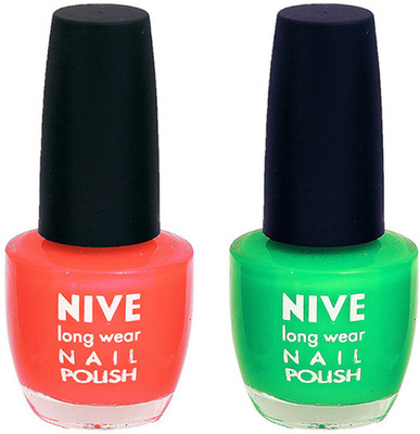 

Nive Colour Blast Nail Polish 13102391 Orange,Green(Pack of 2)