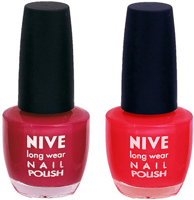 Nive Colour Blast Nail Polish 13102360 Pink,Red(Pack of 2)
