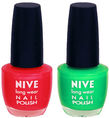Nive Colour Blast Nail Polish 13102316 Red,Green(Pack of 2)