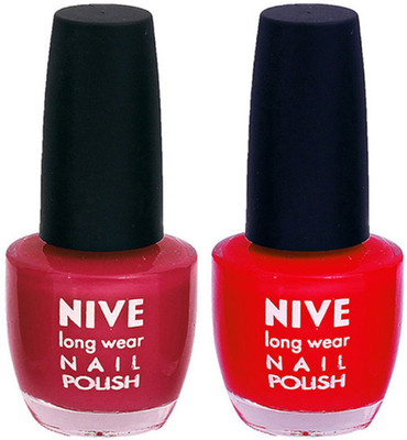 Nive Colour Blast Nail Polish 13102347 Pink,Red(Pack of 2)