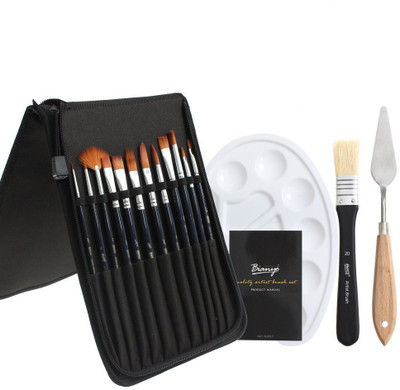 

Bianyo Liner, Angular, Round, Flat, Comb, Filbert, Fan, Dagger Striper Paint Brushes(Set of 1, Black)