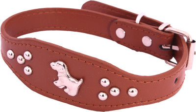 

SRI Adjustable Dog Collar 0.7 Inch With Metal Studs Dog Everyday Collar(, Brown