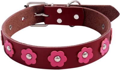 

SRI Imported High Quality Adjustable Dog Collar 1.1. Inch Round Spike Studs With Flower Dog Everyday Collar(, Red