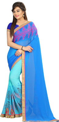 Shaily Retails Embroidered Fashion Georgette Saree(Multicolor) Flipkart