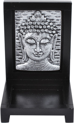 

Pancikaa Buddha with tea light (free 4 tea lights) Decorative Showpiece - 10.5 cm(Wooden, Grey)